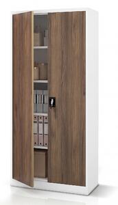 Szafa na dokumenty biurowa metalowa biała / orzech, 900x1950x400 mm: JAN H Eco Design