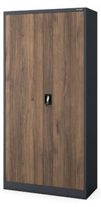 Szafa metalowa wielofunkcyjna antracytowa / orzech: Eco Design DAWID, 900 x 1850 x 450 mm