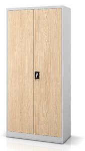 Szafa na dokumenty biurowa metalowa szara / dąb sonoma: Eco Design JAN H 900 x 1950 x 400 mm