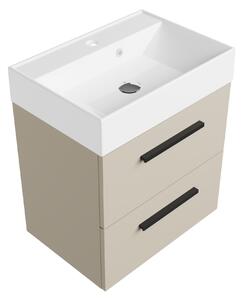 Szafka łazienkowa kaszmir 50 cm z białą umywalką Sink Quality Aura 50