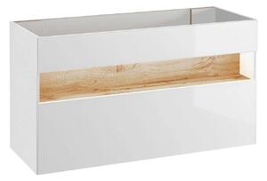 Zestaw mebli łazienkowych z oświetleniem LED Monako 3Q 120 cm - Biały połysk
