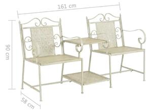 Metalowa ławka ogrodowa ze stolikiem Gamma 2X - biała
