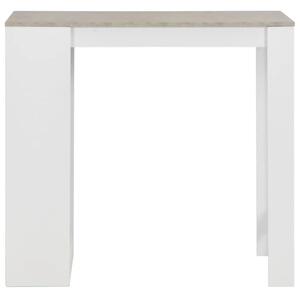 Stolik barowy z półkami Gabriel – biały i betonowy
