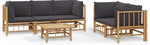 Zestaw Mebli Ogrodowych Komplet Wypoczynkowy Z Poduszkami 6-Częściowy Szary Bambus Na Taras Balkon Ogród