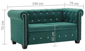 Aksamitna sofa w stylu Chesterfield Charlotte 2Q - zielona