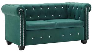 Aksamitna sofa w stylu Chesterfield Charlotte 2Q - zielona