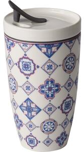 Niebiesko-biały porcelanowy kubek podróżny Villeroy & Boch Like To Go, 350 ml
