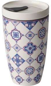 Niebiesko-biały porcelanowy kubek podróżny Villeroy & Boch Like To Go, 350 ml