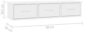 Półka ścienna z szufladami Toss 3X - biały połysk