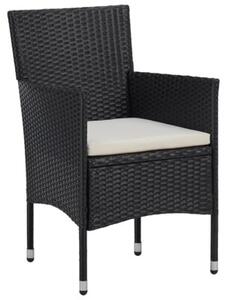 Zestaw Mebli Ogrodowych Komplet Jadalniany Z Poduszkami 7-Częściowy Czarny Rattan Na Taras Balkon Ogród