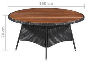 Stół ogrodowy z drewnianym blatem Midia 2Q - czarny