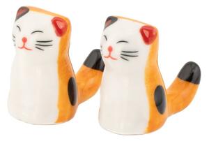 Biała/pomarańczowa porcelanowa podstawka pod pałeczki 2 szt. dla 5 osób Cat – Sass & Belle