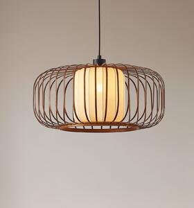 Lampa Wisząca Lindby, Davella, ściemnialny, drewniany, salon, bambus, skandynawski