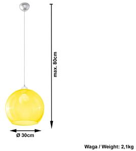 Szklana lampa wisząca kula LED E830-Bals - żółty
