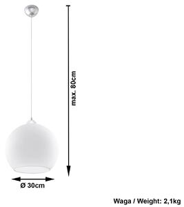 Okrągła szklana lampa wisząca LED E830-Bals - biały