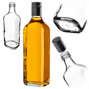 Szklana butelka na whisky Vigna 500ml z długą czarną zakrętką 1 szt
