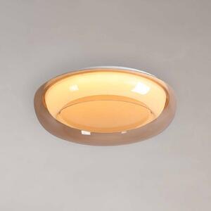 Searchlight Lampa sufitowa Jude Flush, możliwość ściemniania, kremowy / amber, salon / jadalnia, metal