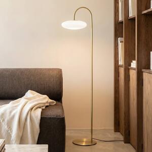 Lampa stojąca Tenebra Lucande, możliwość ściemniania, mosiężny / złoty, salon / jadalnia, mosiądz, nowoczesny