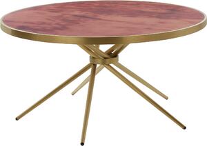 Złoty stolik o nowoczesnym designie, duży, blat czerwony