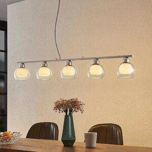 Lucande Lampa wisząca szklana Kaiya, możliwość ściemniania, aluminiowy / szary / cynkowy, salon / jadalnia, metal, nowoczesny