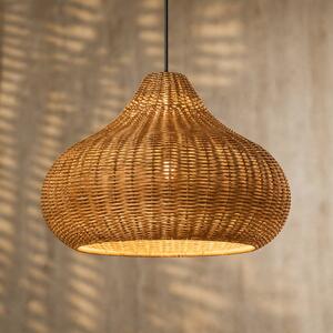 Zewnętrzna lampa wisząca Lucande Taniola, 1-punktowa, beżowy, rattan, IP44 Taniola Lucande, możliwość ściemniania, jasne drewno, drewno, dworkowy / rustykalny