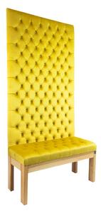 Ławka z Panelem Ściennym Pikowanym Siedzisko Pikowane Cytrynowa Żółcień LPPK-11 Rozmiary od 50 cm do 100 cm
