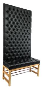 Ławka z Panelem Ściennym Pikowanym Siedzisko Pikowane Ekoskóra Czarna LPPK-13 Rozmiary od 50 cm do 100 cm
