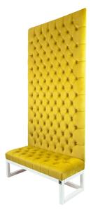 Ławka z Panelem Ściennym Pikowanym Siedzisko Pikowane Cytrynowa Żółcień LPPK-25 Rozmiary od 50 cm do 100 cm