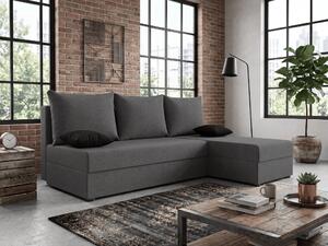 Rozkładana narożna sofa VALERIO SLIM 200x140 cm, ciemnoszara, uniwersalna + 2 poduszki GRATIS