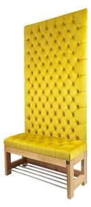Ławka z Panelem Ściennym Pikowanym Siedzisko Pikowane Cytrynowa Żółcień LPPK-20 Rozmiary od 50 cm do 100 cm
