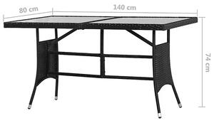 Stół ogrodowy ze szklanym blatem Tekko 2Q - czarny