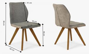 Krzesło z szarej tkaniny na drewnianych nogach