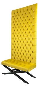 Ławka Metalowa z Panelem Ściennym Pikowanym Siedzisko Pikowane Cytrynowa Żółcień LPPK-61 Rozmiary od 50 cm do 100 cm