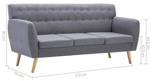 3-osobowa szara sofa pikowana - Lilia