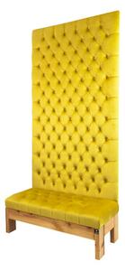 Ławka z Panelem Ściennym Pikowanym Siedzisko Pikowane Cytrynowa Żółcień LPPK-67 Rozmiary od 50 cm do 100 cm
