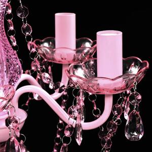 Różowy żyrandol świecznikowy z kryształkami - E960-Lovet