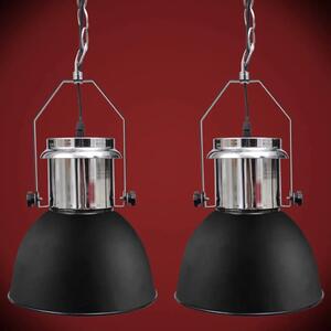 Dwie czarne regulowane lampy wiszące loft - E984-Berlog