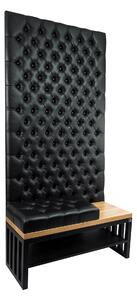 Ławka Metalowa z Panelem Ściennym Pikowanym Siedzisko Pikowane Czarna Ekoskóra LPPK-89 Rozmiary od 50 cm do 100 cm