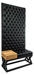 Ławka Metalowa z Panelem Ściennym Pikowanym Siedzisko Pikowane Czarna Ekoskóra LPPK-93 Rozmiary od 50 cm do 100 cm
