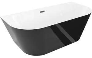 Mexen Oval Slim wanna wolnostojąca przyścienna 170 x 80 cm, biała/czarna, przelew czarny - 52661708075-70