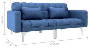Rozkładana niebieska kanapa z poduszkami - Harris