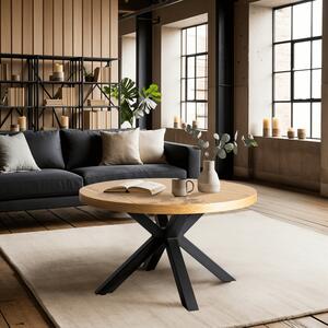 Stolik Kawowy LINCOLN 80 cm Dąb Złoty/Czarny Loft