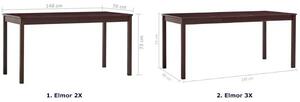 Ciemnobrązowy stół z drewna sosnowego – Elmor 2X