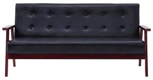 3-osobowa czarna sofa retro - Vita 3X