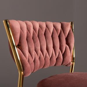 Krzesło barowe na złotych nogach różowe LIANA