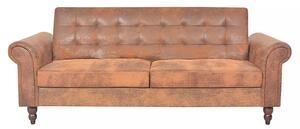 Rozkładana pikowana brązowa sofa - Image