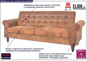 Rozkładana pikowana brązowa sofa - Image