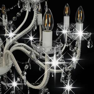 Biały dwupoziomowy żyrandol świecznikowy kryształowy - EX100-Mosat