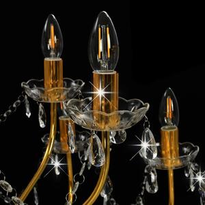 Złoty kryształowy żyrandol świecznikowy dwupoziomowy - EX100-Mosat