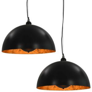 Czarno-złote półokrągłe lampy wiszące 2 sztuki - EX104-Moldo